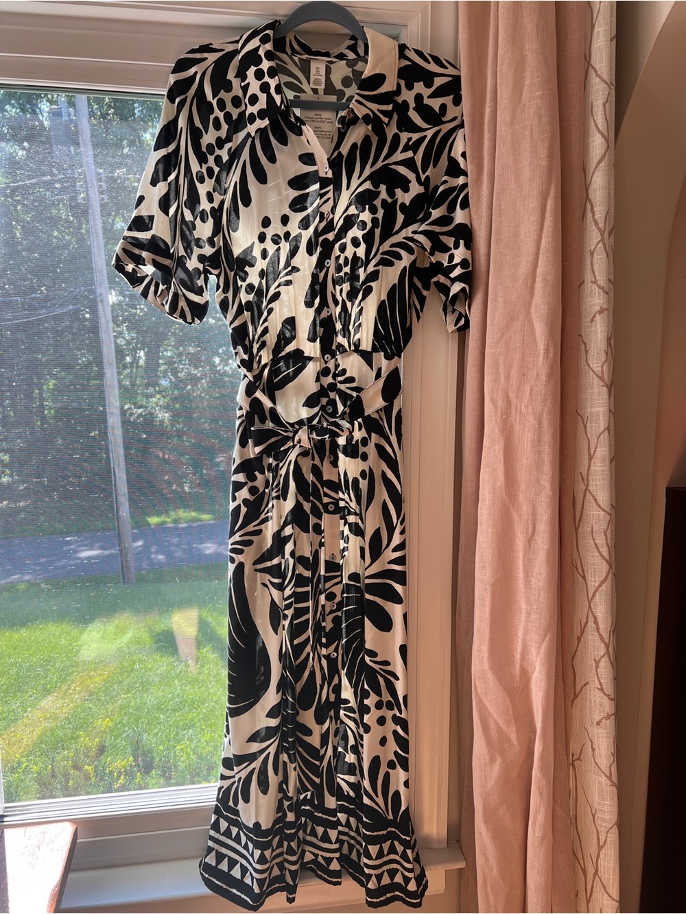 H&M Black and White Floral Button-Front Maxi Dress